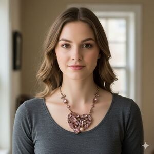 Betsey Johnson Pink Gemstone Heart Necklace